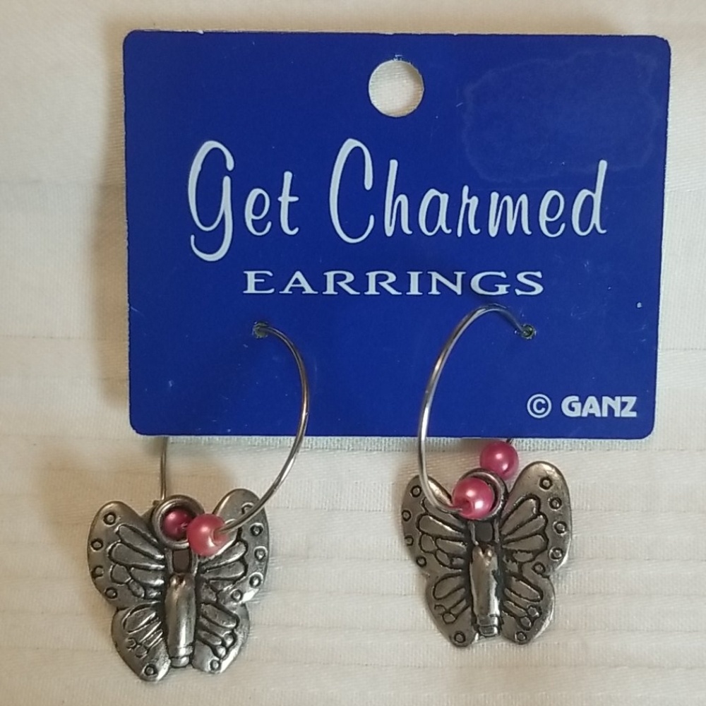 New Ganz Butterfly Hoop Earrings